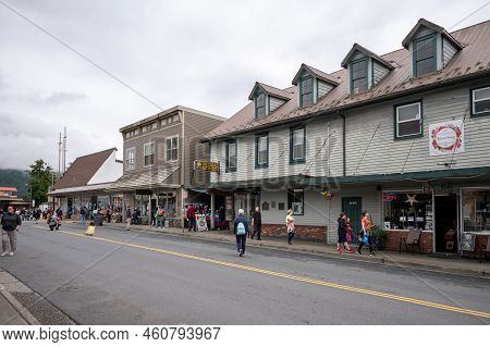 Sitka, Alaska - July 26, 2022 - View Of Sitka's Historic Town Centre Which Is Popular For Cruis Ship