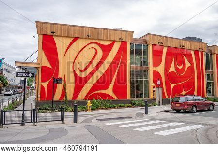 Juneau, Alaska - July 27, 2022: Exterior Detail Of The Sealaska Heritage Institute.