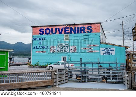 Ketchikan, Alaska - July 29, 2022: Views Of The Historic Wooden Buildings In The Popular Cruise Dest