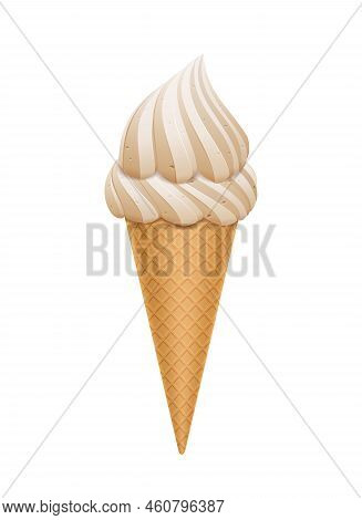 Vector Ice Cream Cone Isolated On White Background