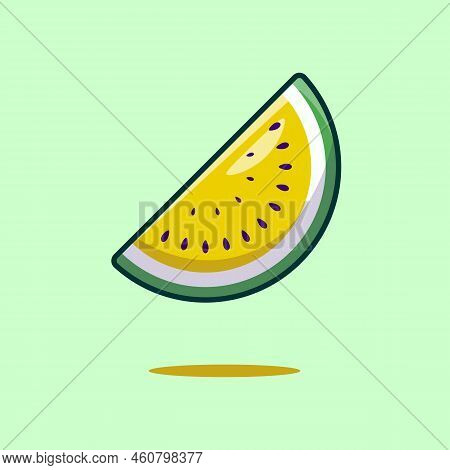 Yellow watermelon slices pattern on green background. Vector illustration