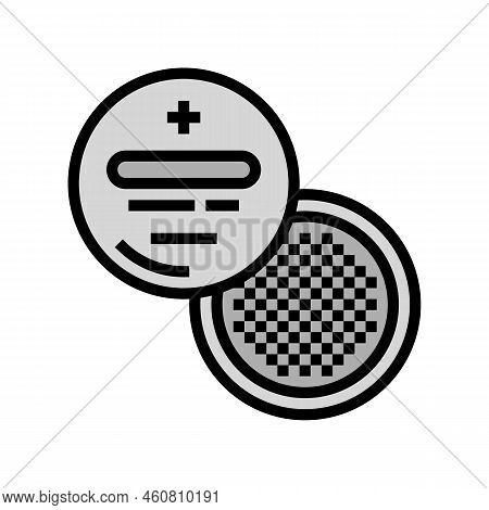 Cr2032 Button Battery Color Icon Vector. Cr2032 Button Battery Sign. Isolated Symbol Illustration