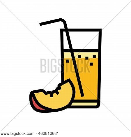 Juice Nectarine Fruit Color Icon Vector. Juice Nectarine Fruit Sign. Isolated Symbol Illustration