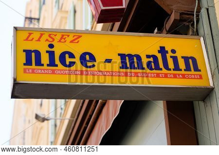 Nice , Paca  France - 08 27 2022 : Nice Matin Newspaper Morning Shop Sign Text And Logo Brand On Pre