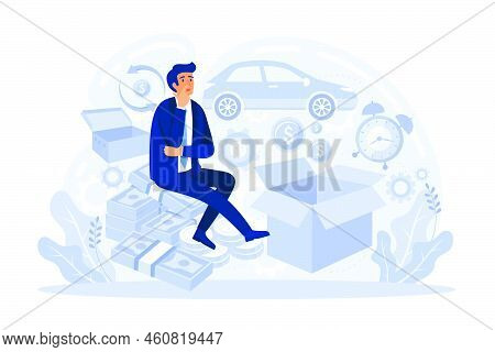 Business Marketing Vector Illustration. Cost Structure, Target Market, Conpetitive Advantage. People