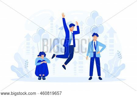 Business Marketing Vector Illustration. Cost Structure, Target Market, Conpetitive Advantage. People