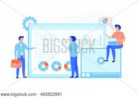 Data Analysis, Business Analytics, Smm Strategy. Analysts Team Working. Social Media Dashboard, Onli