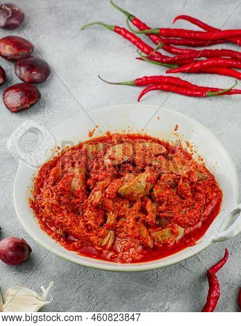 Made From Chilies And Onions, Then Given Anchovies Or Pieces Of Petai Or Jengkol. When Stirred Toget