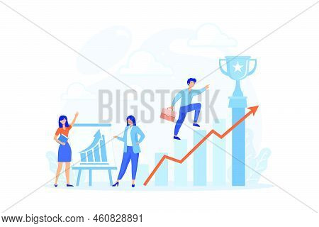 Job Promotion Flat Vector Illustration. Business Trainer, Career Progress, Self Improvement Concept.