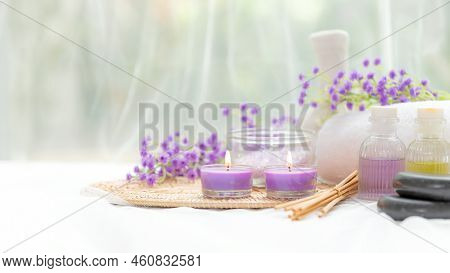 Spa Beauty Massage Health Wellness Background.  Spa Thai Therapy Treatment Aromatherapy For Body Wom