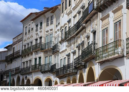 Evora Town, Portugal - Giraldo Square (praca Do Giraldo). Portuguese Landmark.