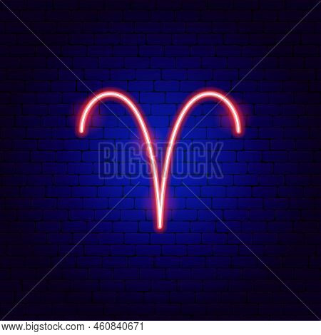 Aries Zodiac Neon Sign. Vector Illustration Of Horoscope Promotion.