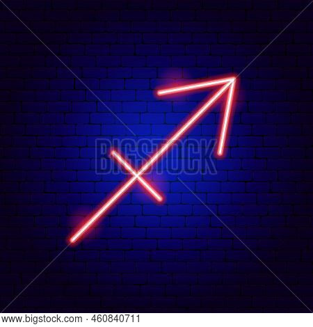 Sagittarius Zodiac Neon Sign. Vector Illustration Of Horoscope Promotion.