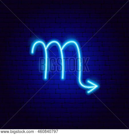 Scorpio Zodiac Neon Sign. Vector Illustration Of Horoscope Promotion.