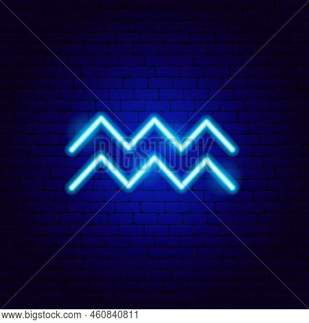 Aquarius Zodiac Neon Sign. Vector Illustration Of Horoscope Promotion.
