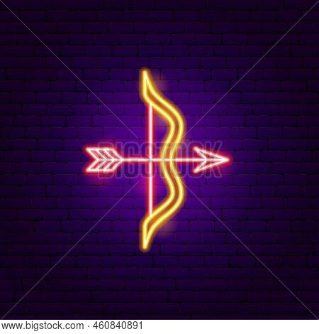 Sagittarius Zodiac Neon. Vector Illustration Of Horoscope Promotion.