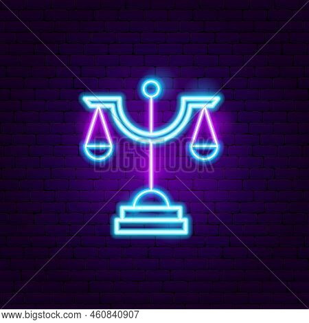 Libra Zodiac Neon. Vector Illustration Of Horoscope Promotion.