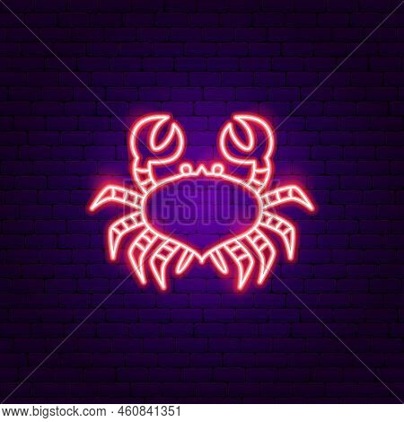 Cancer Zodiac Neon. Vector Illustration Of Horoscope Promotion.