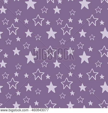 Cute Stars. Seamless Pattern A Simple Style For Decor, Sticker, Postcard, Prints On Clothes, Backgro
