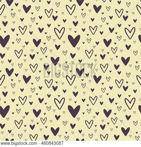 Cute Hearts. Seamless Pattern A Simple Style For Decor, Sticker, Postcard, Prints On Clothes, Backgr