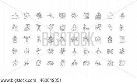 Perfomance Concept Illustration, Linear Icons, Line Signs Set, Vector Collection