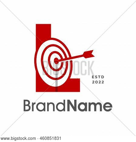 Modern And Bold Illustration Logo Design Initial L Combine With Bow Target. The Logo Good For Your A