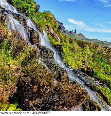 Fairy-tale Landscape, Brides Veil Falls And Old Man Of Stor, Scotland
