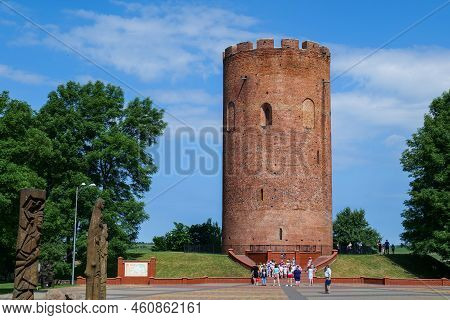 Medieval Brick Tower In The City Of Kamenets, White Tower Belarus. Belarus June 2022