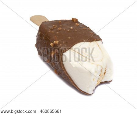 Chocolate Glazed Icecream Escimo Tasty Isolated On The White