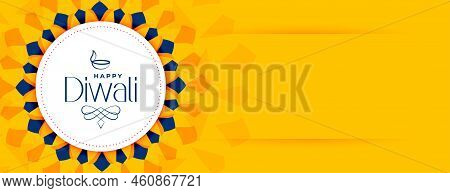 Yellow Background Diwali Celebration Banner With Text Apace