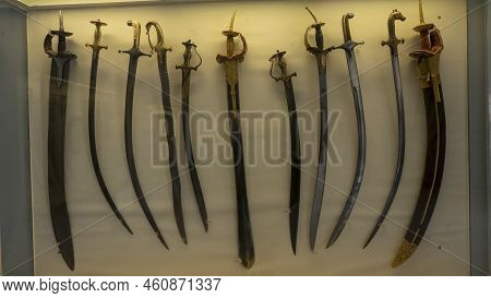 Old Swords Display On Wall Use By Worriers