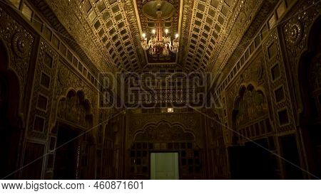 Jodhpur Rajasthan, India - February 1, 2014 : Ancient Old Fort Interior Inside View At Mehrangarh In