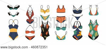 Female Swimsuit. Beach Bra And Panties. Bikini Collection. Cartoon Swimwear. Fashion Summer Swimming