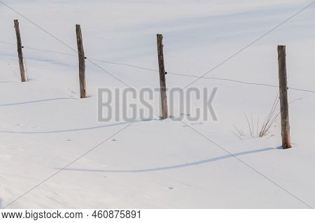Electric Fence Buried In Snow In Waterbury Center Vermont