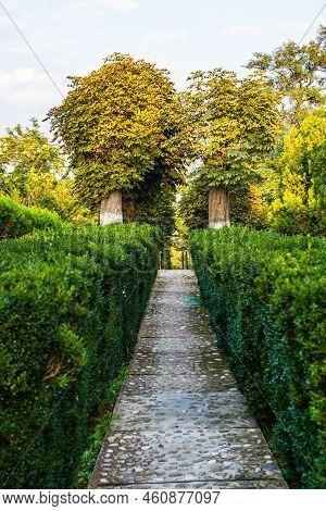 Gardens Of Dealu Monastery (manastirea Dealu) Located On The Hills Of Targoviste Mountains