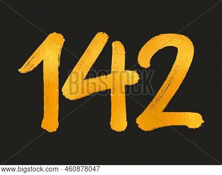142 Number Logo Vector Illustration, 142 Years Anniversary Celebration Vector Template,  142th Birth
