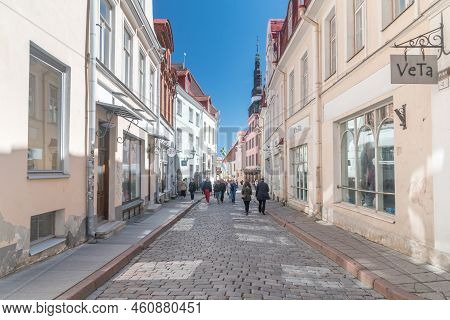 Tallinn, Estonia - June 19, 2022: Pikk Street In Old Town Of Tallinn.