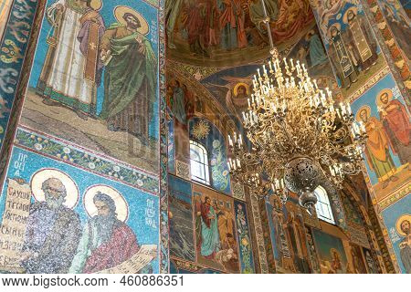 Russia, Petersburg - Aug 21, 2022: Petersburg Christ Church Russia Saint Russian Orthodox Building S