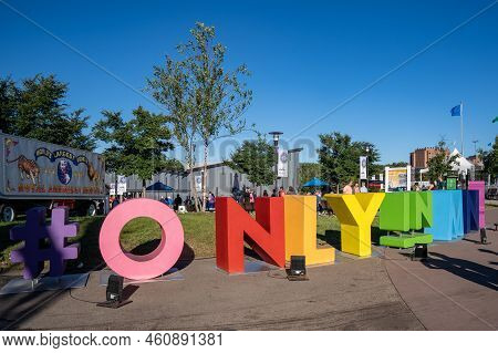 St. Paul, Minnesota - September 3, 2022: Rainbow Colorful Only In Mn Letters At The Minnesota State 