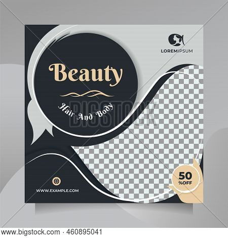 Beauty Premium Salon Promotion Design Social Media Post And Banner. Square Vector Template Concept O