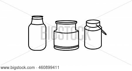 Milk Container Or Churn In Three Shapes. Vector Illustration