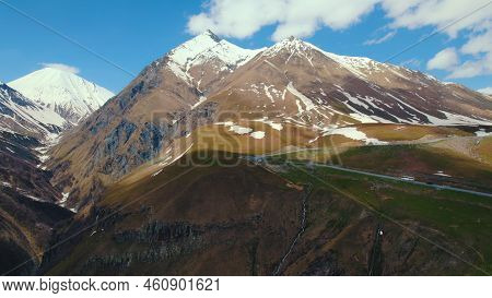 Stunning Aerial View Of The Caucaus Mountains Near Gudauri, Georgia. High Quality Photo