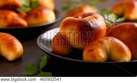 Traditional Latvian Baked Bacon Pies, Buns Or Pastries