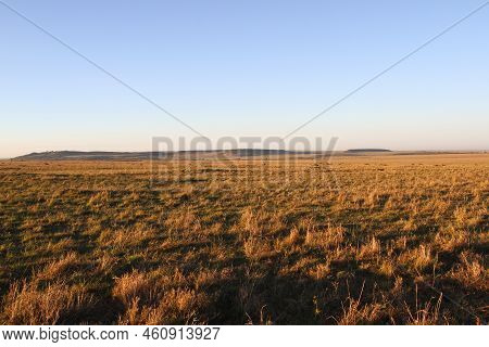 Beautiful Aerial View Of Drey Savannah From A Hot Air Baloon At Sunrise