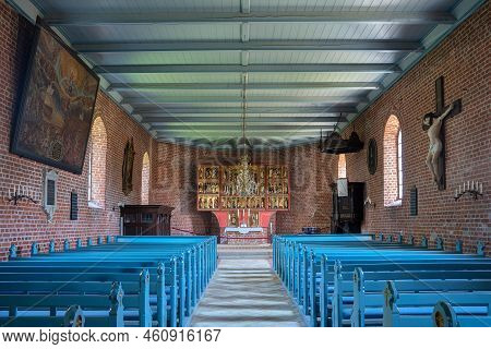 Pellworm, Germany - May 9, 2022: View Throught The Main Aisle Of The New Church Of Pellworm On May 9