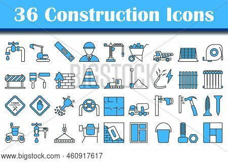 Construction Icon Set. Editable Bold Outline With Color Fill Design. Vector Illustration.
