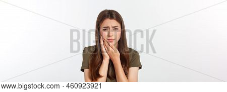 Teen Woman Pressing Her Bruised Cheek With A Painful Expression As If She Is Having A Terrible Tooth