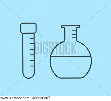 Minimalist Chemystry Flasks. Equipment For Conducting Scientific Experiments At School Or University