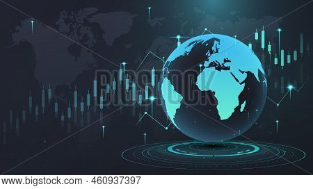 Global Financial Concept. Globe On Background Of Graphs And Charts. Financial Literacy, Economics, I