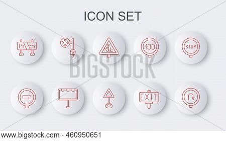 Set Line Turn Back Road Sign, Stop, Warning, Fire Exit, Road Traffic, With Camera, Billboard Lights 